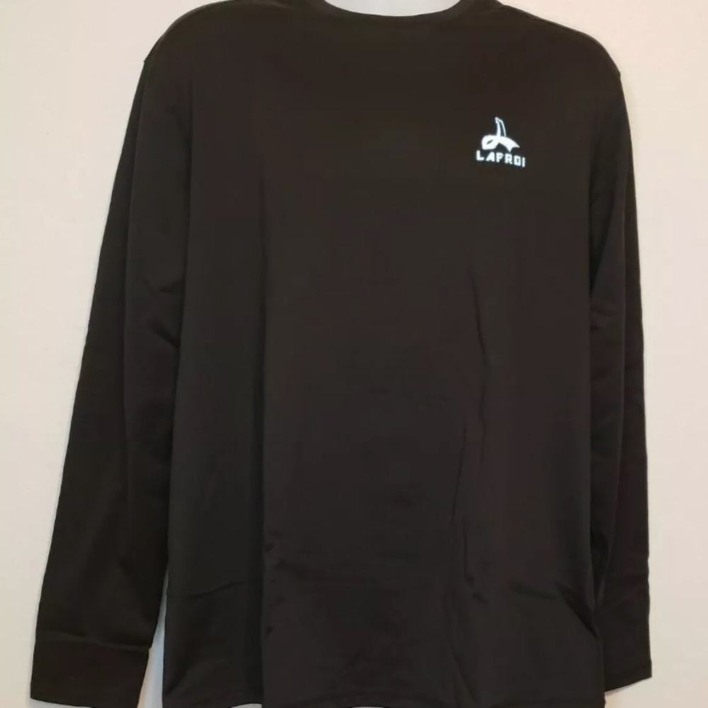 LAFROI Mens Black Fleece Lined Long Sleeve Thermal Slim Fit Workout Shirt XL